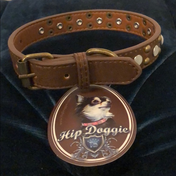 NWT $29 Hip Doggie Faux Pearl Stone Stud Collar M - Picture 4 of 8